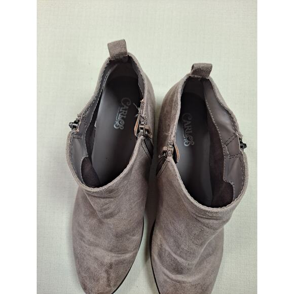 Carlos Santana Women's Brie Ankle Boot 10M Taupe Side Zipper Faux Suede - Picture 7 of 9